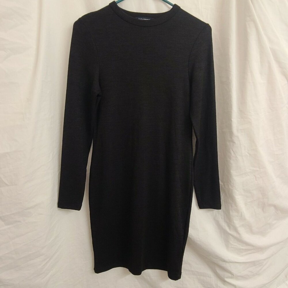 French Connection Dress Size 8 Womens Black Knit Sheath Long Sleeve Knee Length - Picture 11 of 12